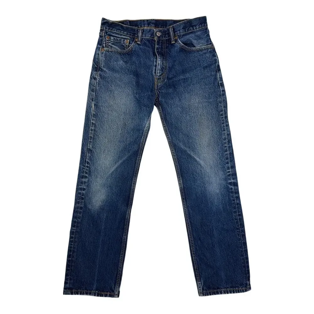 Levi's 505 Straight Leg Jeans Mens Size 33x32 Dark Wash Distressed